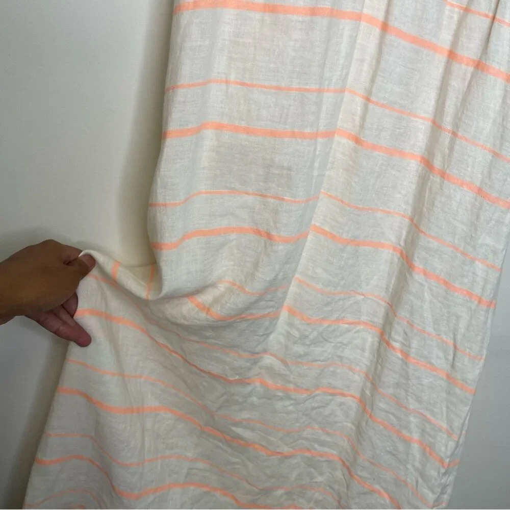 J.CREW Linen Cotton Blend Peach Cream Stripes Midi Dress No Size Tag - Picture 13 of 15